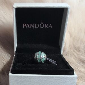 EUC Pandora Silver and Seafoam Green Charm Bead